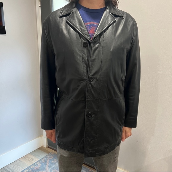 Men’s Leather Coat, Black, Kenneth Cole Reaction M - Picture 11 of 13